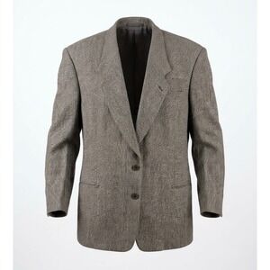 Giorgio Armani Blazer Mens 44 Grey Herringbone Virgin Wool Le Collezioni Italy